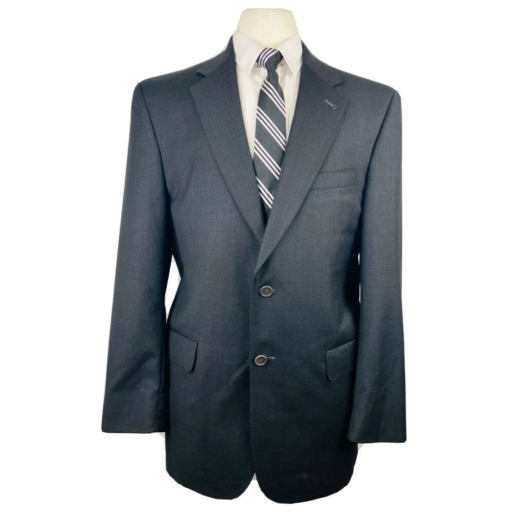 JOS A BANK GOLD MENS 40R SOLID BLACK 100% WOOL BLAZER SPORT COAT SUIT JACKET